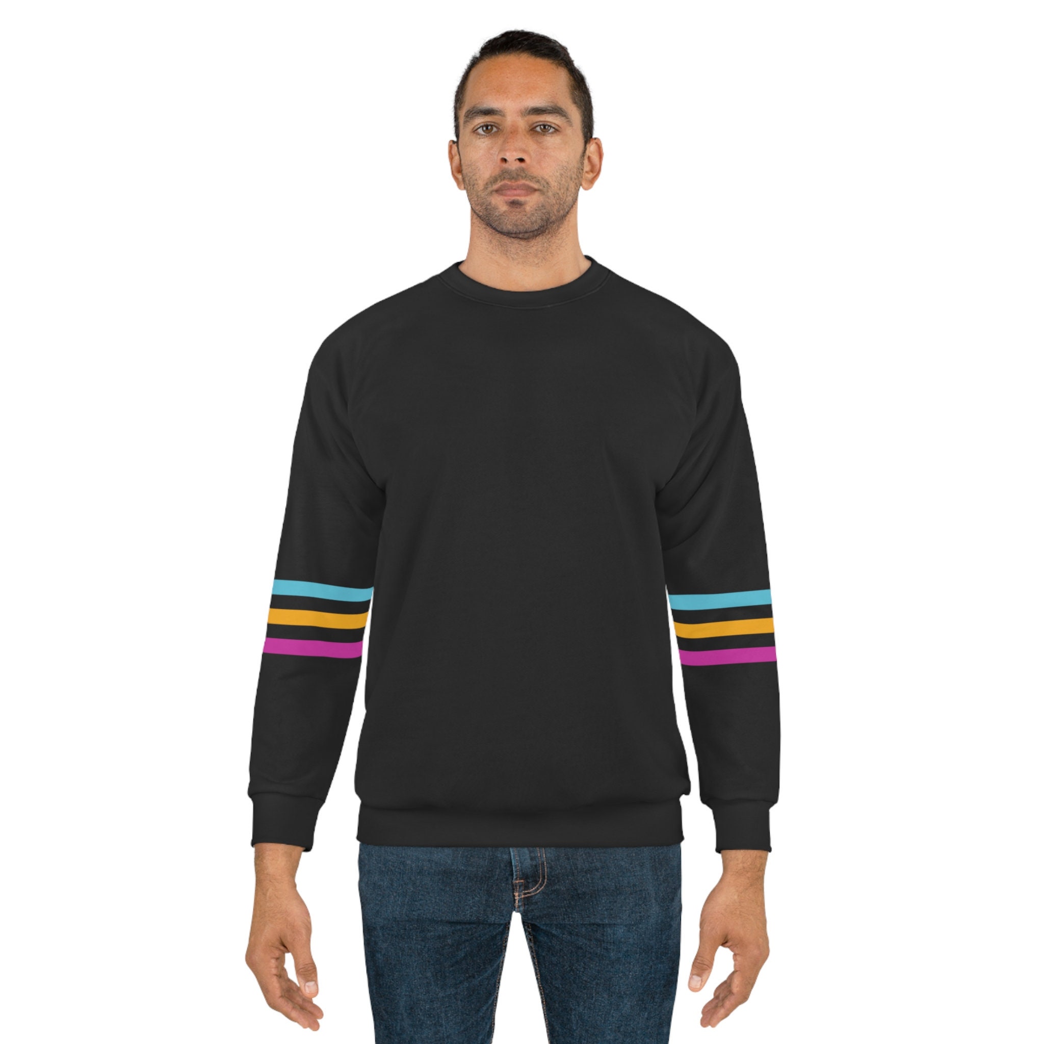 Grey sweatshirt with rainbow stripes hotsell