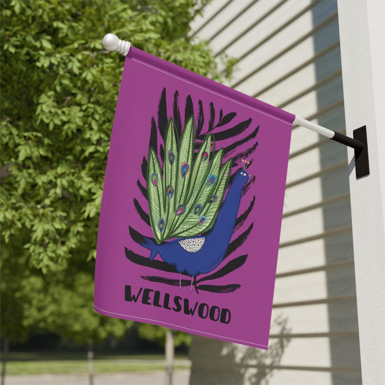 Wellswood Peacock Garden Flag, Double-Sided Poly Poplin-Canvas House Flag 12X18 and 24.5 X32 image 6