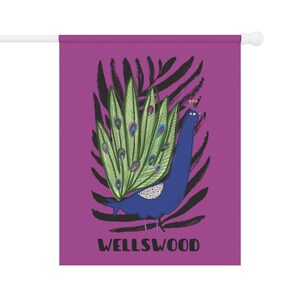 Wellswood Peacock Garden Flag, Double-Sided Poly Poplin-Canvas House Flag 12X18 and 24.5 X32 image 5