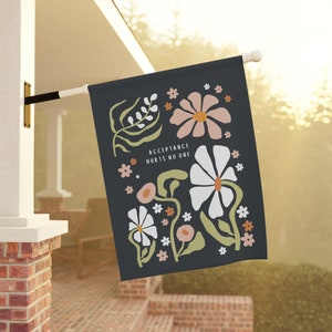 Pride House Flag Acceptance Hurts No One House Banner Double-Sided Pride 24.5 X 32, Kindness Flag LBGTQIA, Retro Pride Flag Abstract Floral