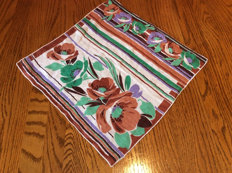 Delicate ladies handkerchief with poppies