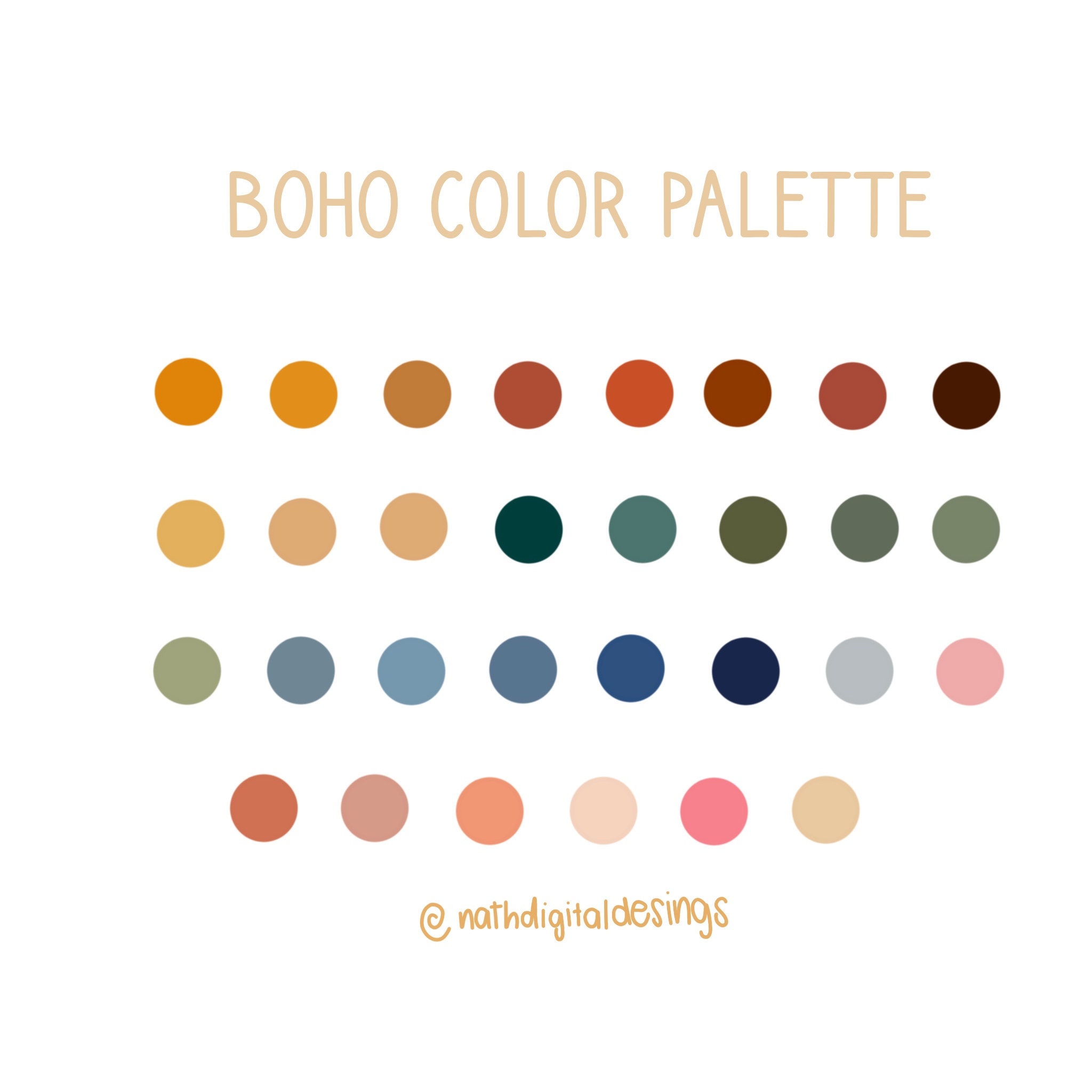 Boho Color Palette 30 Colors Etsy