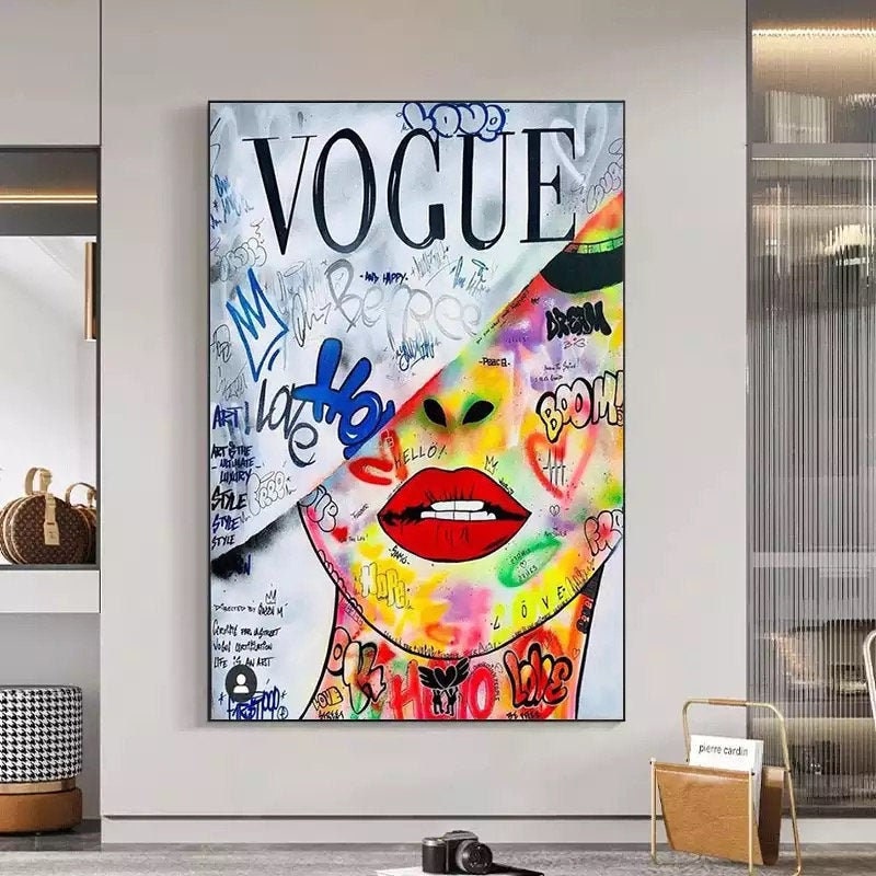 Fashion Vogue Graffiti Canvas Wall Art 100 Hand Painted Etsy