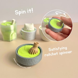Matcha Schneebesen Ratsche Spinner - Handgefertigtes Fidget Spielzeug