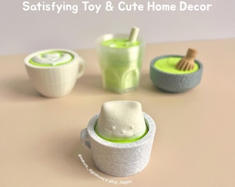 Katze Foam Matcha Latte Clicker - Handgefertigtes Fidget Spielzeug
