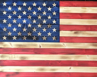 Rustic Flag Painted logo Torch Burned Made in the USA 19.5 x 37 Hand crafted wooden Iowa flag