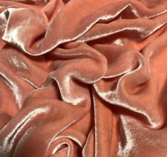 Peach Velvet Fabric 45 Wide Light Weight High Quality Etsy