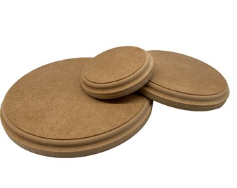 Custom Round MDF Plinth - Choose Your Edge Profile - Premium Quality UK Made -Circles For Models Trophies Cakes Displays Plaque 18mm Thick