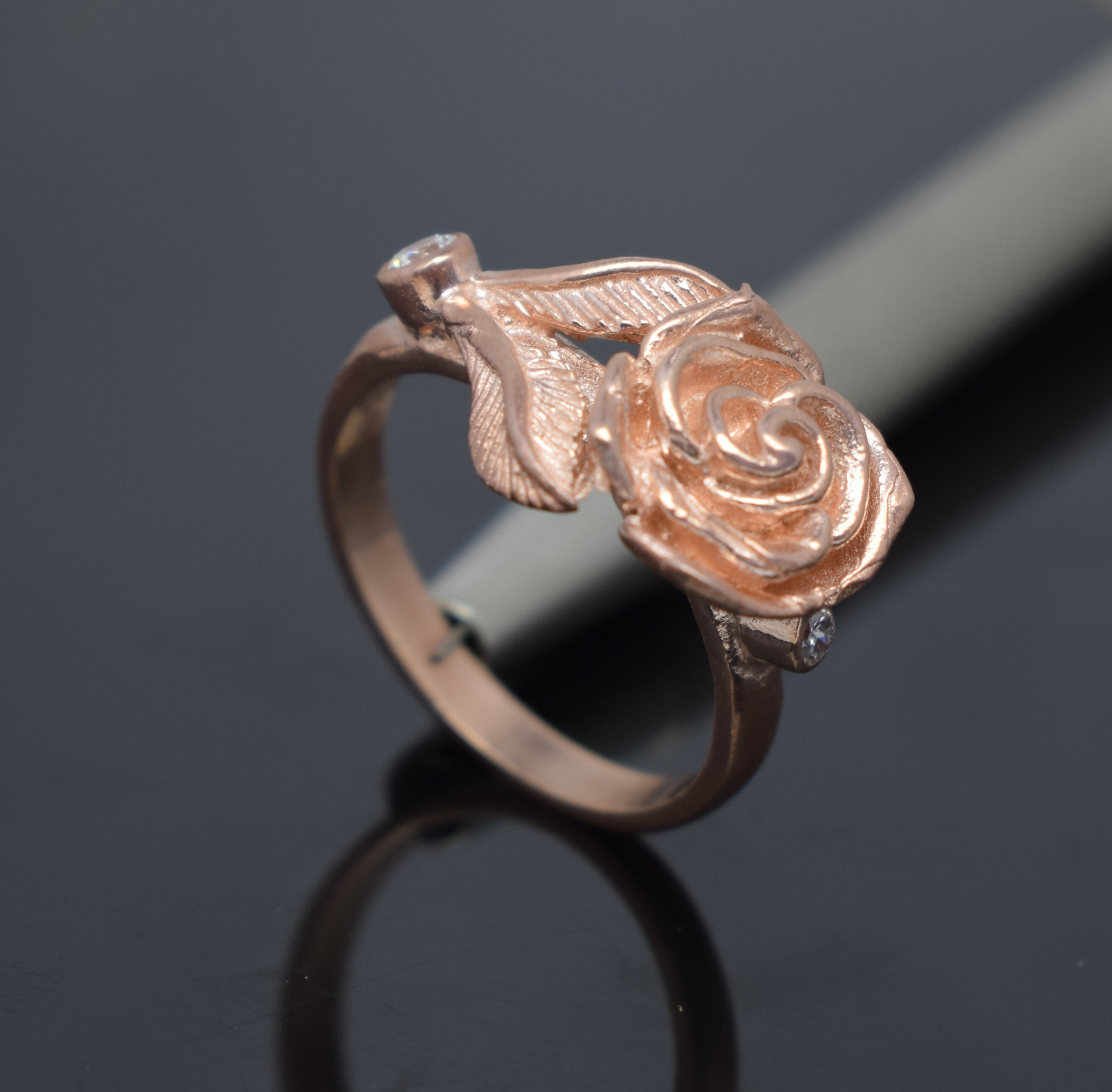 Rose Gold Flower Ring 925 Sterling Silver Rose Gold flower Etsy