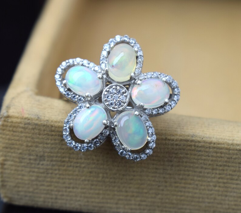 Ethiopian Opal Ring 925 sterling silver Simple Ring