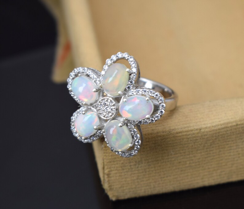 Ethiopian Opal Ring 925 sterling silver Simple Ring