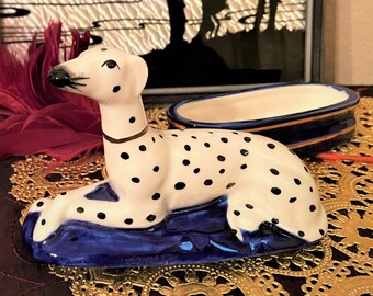 crown glasp. trinket collection dog Dalmatian dog breed music egg Limoges porcelain hand-paint Paws dog paint
