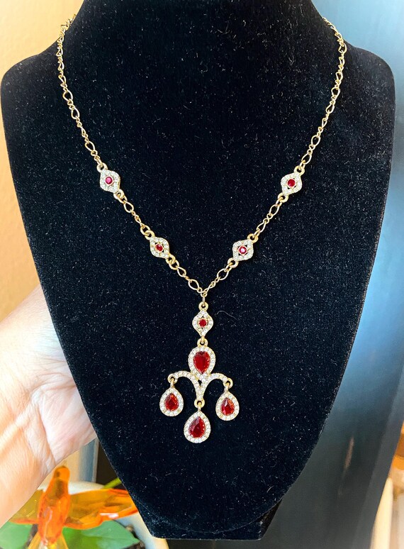 Lots of dangles! Ruby crystals & sparkling CZs co… - image 1