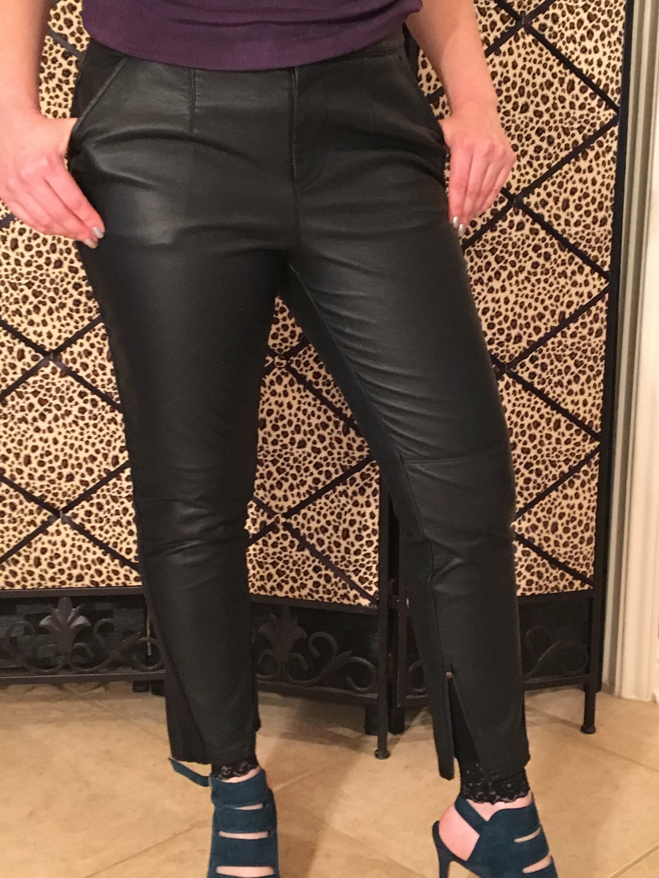 Black pleather Pants. | Etsy 