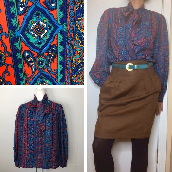 Vintage 70’s bohemian pussy bow blouse