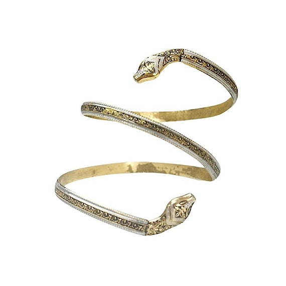 Vintage brass snake cuff bracelet - image 1