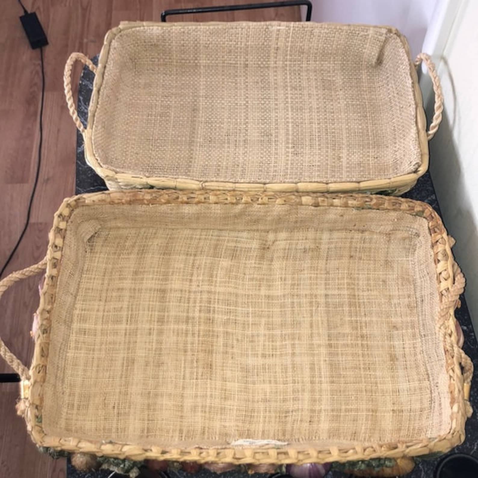 Vintage vegetable raffia casserole pot holder Etsy