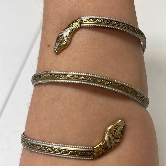 Vintage brass snake cuff bracelet - image 2