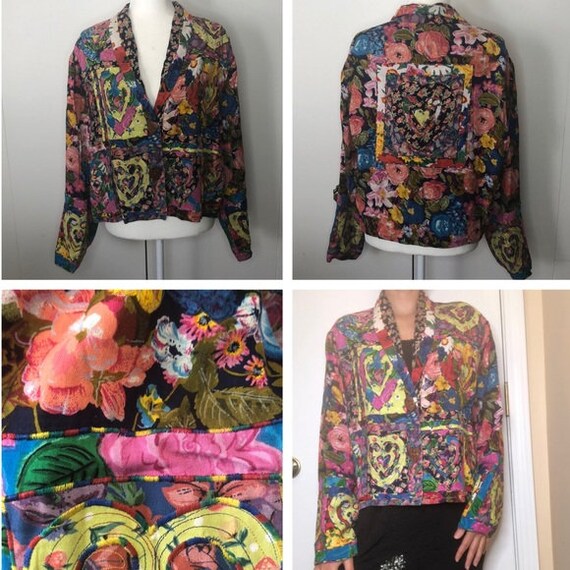 Vintage bohemian cottagecore patchwork blazer