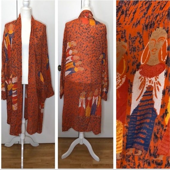 Vintage 80’s African tribal women kimono duster