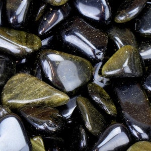 Gold Glanz Obsidian Trommelsteine 100 - 1000 Gramm, Großhandel Lot Gold Obsidian, Gold Obsidian