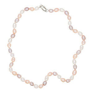 Pearl Natural Necklace, Natural Freshwater Pearl Necklace, Freshwater Pearl Chain, Real Pearl Necklace,  Wedding Pearl Necklace, Rice Pearl