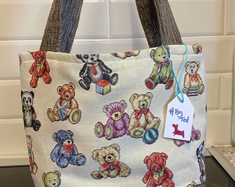 DUCKS Navy Blue Designer cotton River Nature Novelty fabric Water MESSENGER bag Reeds tote Shoulder bag