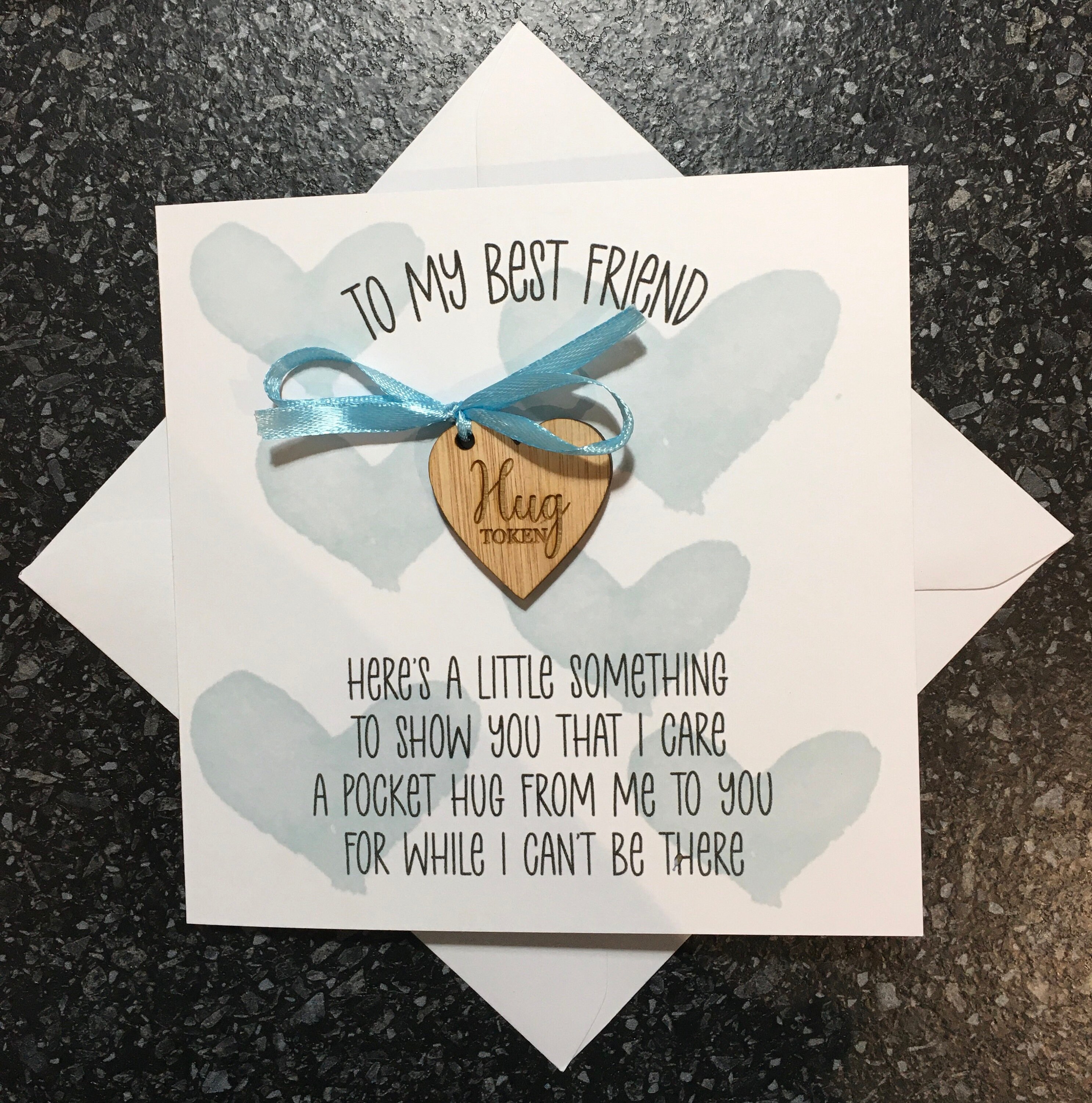 Personalised pocket hug card with wooden heart poem choose etsy