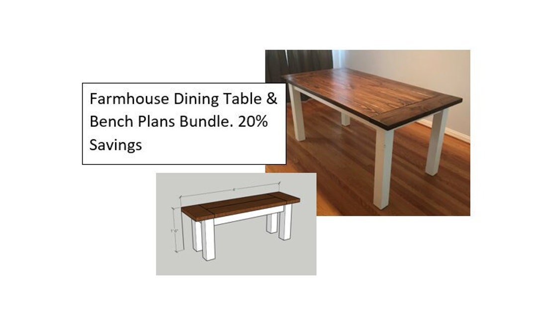 Farmhouse Dining Table & Bench DIY Instruction Plans Etsy