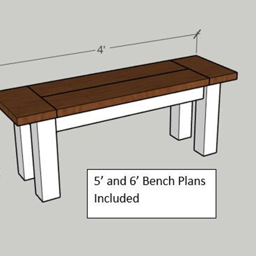 DIY Farmhouse Bench Plan Rustic Wooden Bench for Entryway Etsy