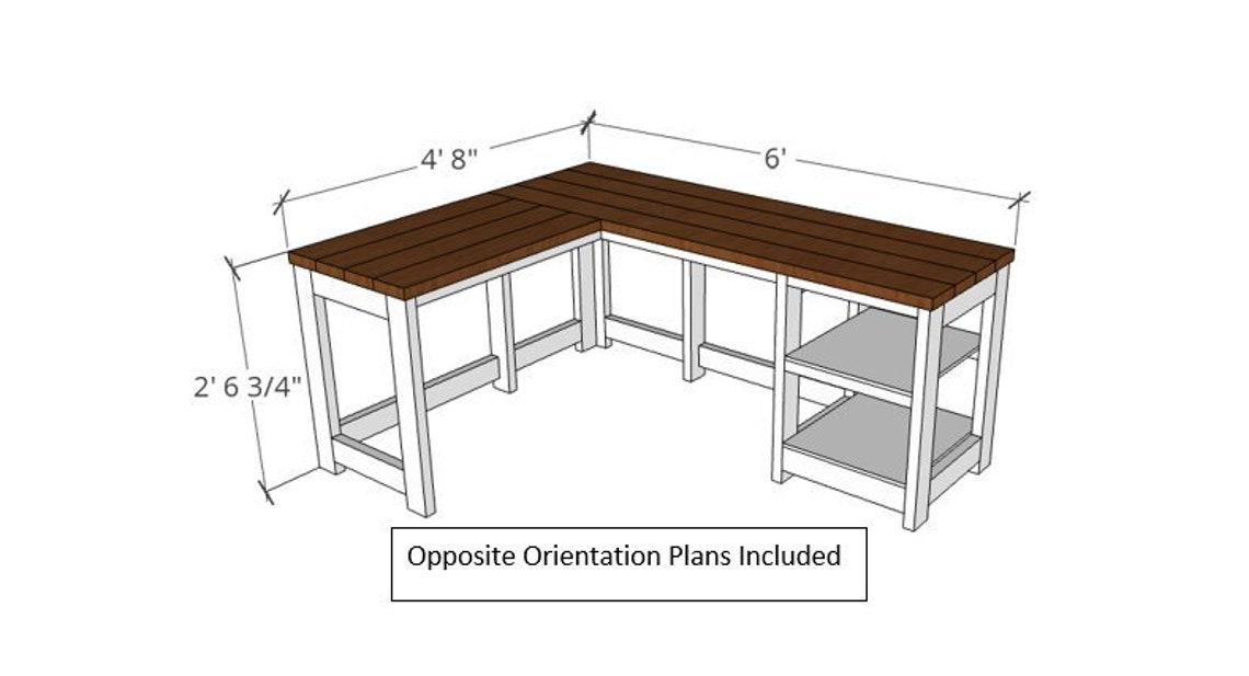 DIY 'L' Shaped Desk Step by Step Instruction Plans Etsy