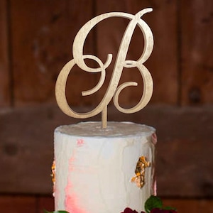 Letter cake topper, Wedding Cake Topper, B Cake Topper, Initials Cake Topper, Personalized Cake Topper  gold wedding cake topper