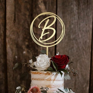 Letter Cake Topper for Wedding, Initial Cake Topper, Personalised Cake Toppers, Wooden Wedding Topper, Gold Cake Topper, b m r cake toppers
