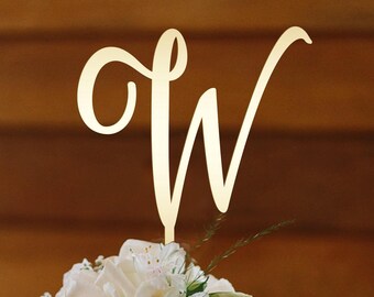Gold cake topper,  Wedding Cake Topper, W B Cake Topper, Single letters cake topper, Initials Rustic cake   Topper, Anniversary Cake toppers