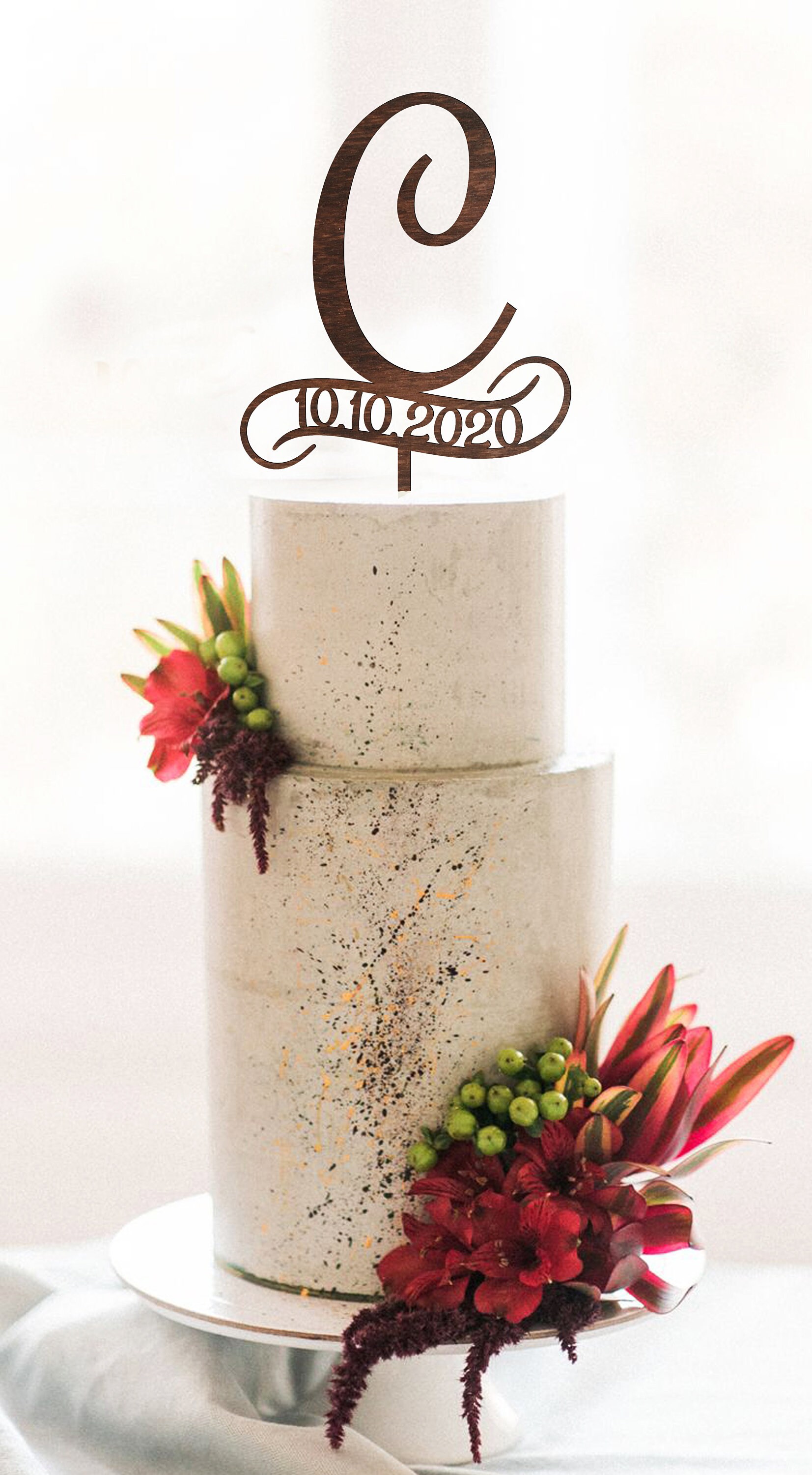 C Personalised cake topper Wedding Cake Topper Monogram Cake Etsy