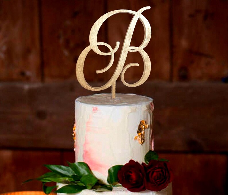 B Cake Topper, Cake Toppers for Wedding, Rustic Cake Topper, Initial ...