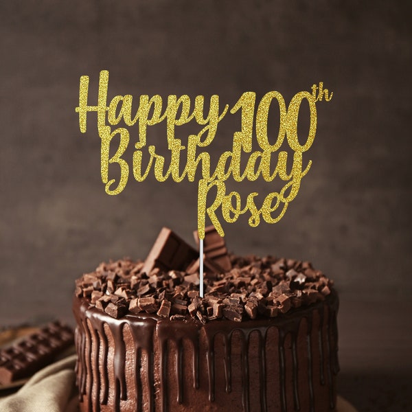 100th Birthday Cake Topper Adult Glitter Topper Celebration Any Name