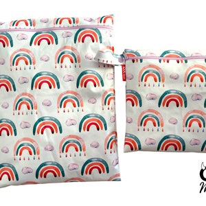 Wetbag "Regenbogen Aquarell" personalisierte Nasstasche Badetasche weiß by OXmade