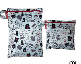 Gepersonaliseerde natte tas "Katten" - abstracte natte tas/badtas van OXmade