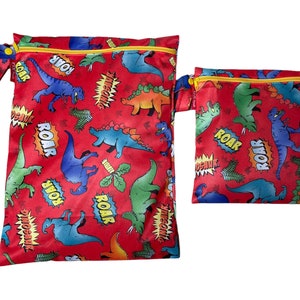 Wetbag "Dinopower" personalisierte Nasstasche Badetasche Dino Dinosaurier rot by OXmade