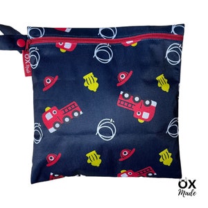 Wetbag Fire Department personalized wet bag bathing bag blue red by OXmade 25x25 cm