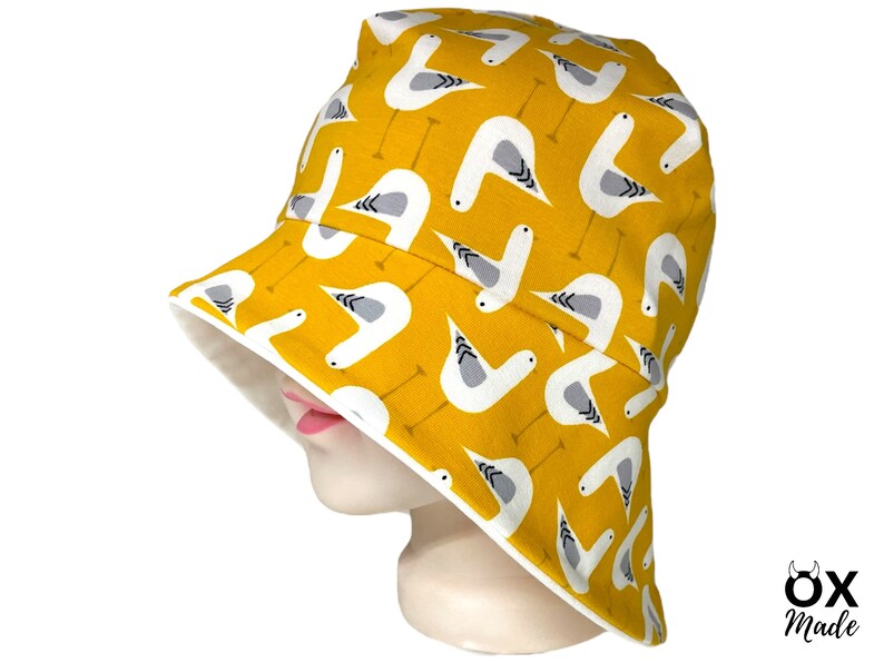Chapeau de soleil Mouette protection du cou chapeau d'été jaune maritime coton biologique par OXmade image 5
