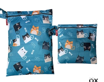 Wetbag "Cats" gepersonaliseerde natte zak badzak katten van OXmade