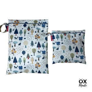 Wetbag "Forrest" personalisierte Nasstasche Badetasche Wald Bäume Tiere grün by OXmade