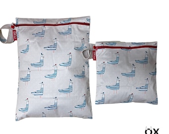 Wetbag "Strandmöwe" personalisierte Nasstasche Badetasche Möwe Maritim Strand by OXmade