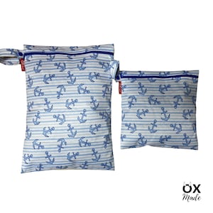 Wetbag "Anker" personalisierte Nasstasche Badetasche maritim Streifen blau by OXmade
