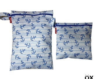 Wetbag "Anchor" sac de bain personnalisé sac de bain rayures maritimes bleu par OXmade