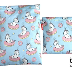 Wetbag "Donut Einhorn" personalisierte Nasstasche mit Name, Badetasche, Wickeltasche wasserfest, Strand Tasche klein groß by OXmade