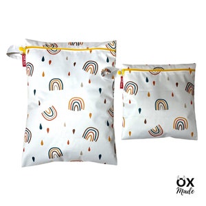 Wetbag "Regenbogen" personalisierte Nasstasche Badetasche weiß orange braun by OXmade