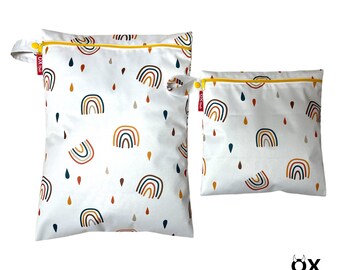 Wetbag "Regenbogen" personalisierte Nasstasche Badetasche weiß orange braun by OXmade